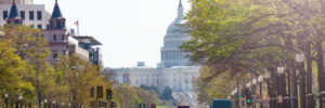 Pennsylvania Avenue towards United States Capitol Congress building on National Mall in Washington, D.C.